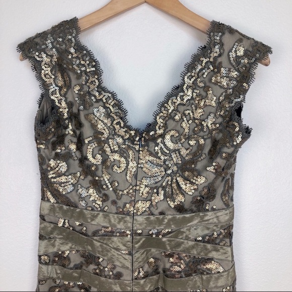 Tadashi Shoji Paillette Lace Dress Smoke Pearl 4 - Picture 6 of 11